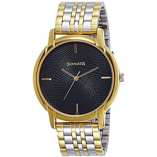 Buy Sonata Analog Black Dial Mens Watch sonata 77031bm01 Online 1334 from ShopClues