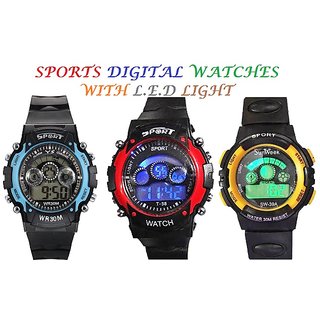 Buy Sports Watch Digital With LED Light 1 Pcs Assorted Colors