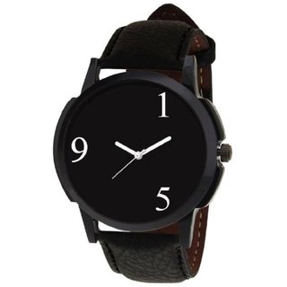 EGLOB Round Dial Black Leather Strap Men Quartz Watch for Men EG-5