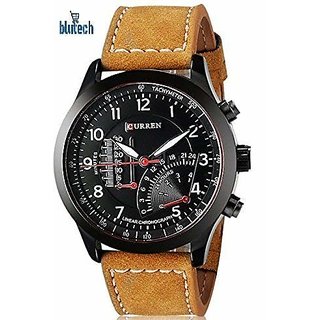 Curren Brown Leather Analog Watch for Men