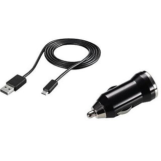 Carpoint  Black Car Charger + Charging Cable Black Pack of 2