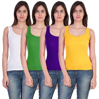 Vansh fashion Camisole for women's and Girls Combo of 4 Green,White,Blue,Yellow