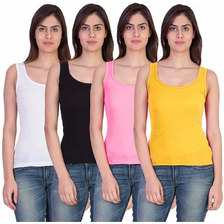 Vansh fashion Camisole for women's and Girls Combo of 4 White,Black,Baby pink,Yellow