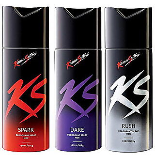 Ks Kamasutra Deodorants Long Lasting Body Spray For Men - Pack Of 3 Pcs (Mix variants)