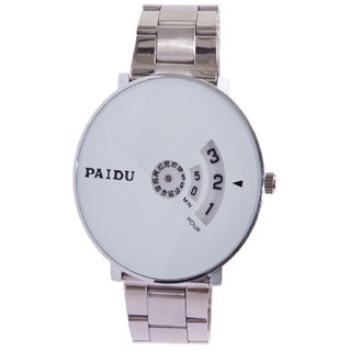 JAPAN STORE Paidu 58897 White Dial Stainless Still Belt Analouge Watch For Boys And Girls Watch For Men Watch For M