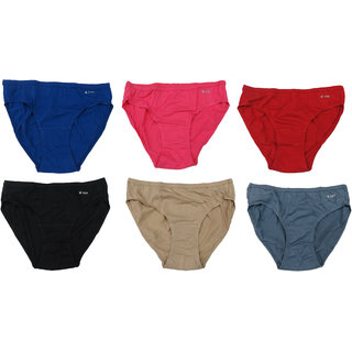 Lavos Women Cotton Bikini Panty LW1002(Assorted Pack of 6)(Colors May Vary)