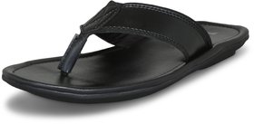 Lavista Men's Black Synthetic Leather Stylish Slippers