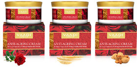 Vaadi Herbals Anti Ageing Cream with extracts of Almonds, Wheatgerm and Rose (pack of 3)