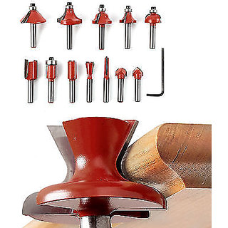 6 35mm 12pcs Multi Shapes Router Trimmer Bit Set Combo With Wooden Box 1 4 6 35mm Shank Size Specially Designed For W