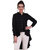 Popster Black Solid Moss Crepe Collar Slim Fit Long Sleeve Womens Shirt
