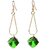 Molika Golden Geometric Minimal Green Crystal Drop Earrings for Girls and Women