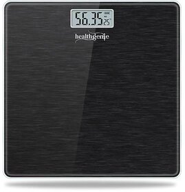 Healthgenie Electronic Digital Weighing Machine Bathroom Personal Weighing Scale, Max Weight  180 Kgs Weighing Scale (Brushed Black)