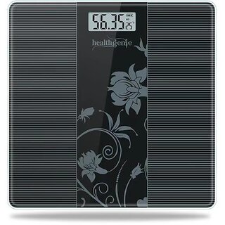 Healthgenie Electronic Digital Weighing Machine Bathroom Personal Weighing Scale, Max Weight  180 Kgs. Weighing Scale (Black 93)