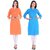 Chinmaya Casual Solid Women Kurti Pack Of 2 Orange Light Blue