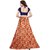 Saadhvi Cream and Orange Bangalore Satin Printed Lehenga