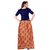 Saadhvi Cream and Orange Bangalore Satin Silk Floral Print Lehengha Choli