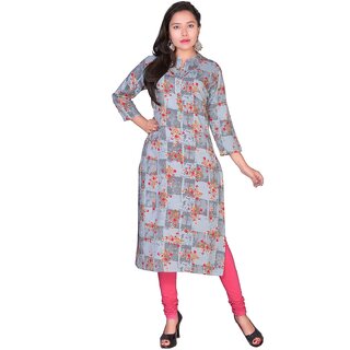                       FIRNU Girls / Womens Kurti Ethnic WearPrinted Kurta Rayon Fabric                                              