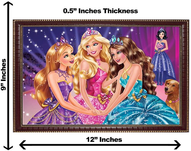 Buy 3d designer multicolor barbie friend wall painting size 9 12