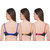Body Figure Women's Comfort Cotton Sport Air Bra Set of 3 Blue Golden Rani Pink