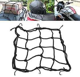 Bike Fuel tank, Seat,Carrier Helmets Bungee Cord Cargo Net (40 *40 CM) Universal Luggage Holder-Strong & Elastic Mesh