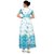 Saadhvi White and Blue Georgette Floral Print Semi Stitched Gown