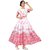 Saadhvi White and Pink Georgette Floral Print Semi Stitched Gown