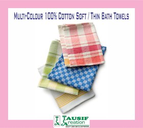Tausif Creation New Multi-Colour 100 Cotton Soft/Thin Bath Towels (Lite Weight) Set of 2 Pc