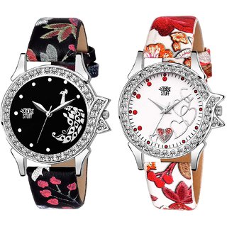 multi color Designer Stylish Leather Strap Diamond Studded LUXURY fashion watch for Women  Girls - mika 32