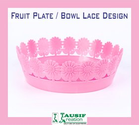 Tausif Creation Fruit Plate/Bowl Lace Design (Pink) Set of 2 Pc