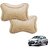 Auto Addict Car Dotted Beige Neck Rest Cushion Pillow Set Of 2 Pcs For Hyundai Xcent