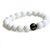 White Agate Om Mani Padme Hum Engraved Bead Stretch Bracelet