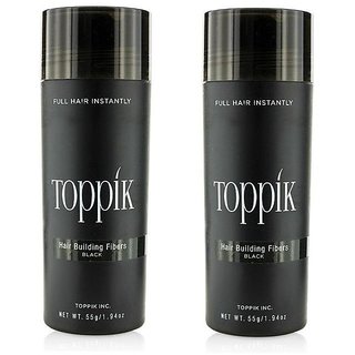 Toppikk Hair Building Fibers 27.5 gm Black Color Pack of 2