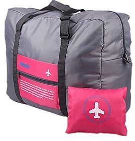 Homeeware Happy Flight Folding Waterproof Multipurpose Travel Bag (Pink  Grey)