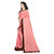 Bigben Textile Heavy Georgette Ruffle Self Design Solid Saree With Printed Blouse Piece (Peach)
