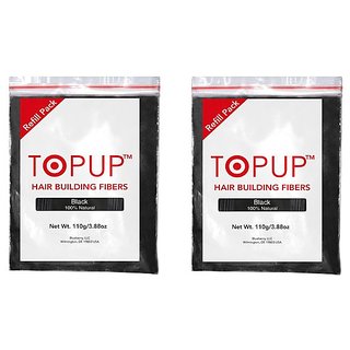Topup Hair Fiber Refill Pack Black 110 gm ( Hair Building Fiber Keratin Fibers ) Pack of 2