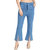 BuyNewTrend Front Slit Denim Light Blue Regular Fit Belted Palazzo Jeans For Women