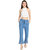 BuyNewTrend Front Slit Denim Light Blue Regular Fit Belted Palazzo Jeans For Women