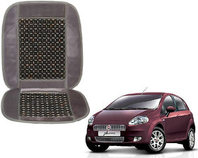 Auto Addict Car Seat Wooden Bead Seat Cover Cushion with Grey Velvet Border For Fiat Punto