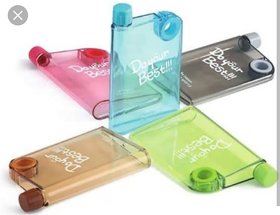 NEW  Do Your Best 380ml Slim Flat Memo Notebook Portable Water Bottle, Pack of 1(Multi color)