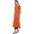 Lopa Women's Flared Long Printed Stylish Orange Kurta
