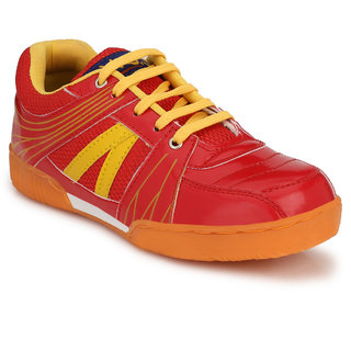 VSS Men s Red Synthetic Leather Non Marking Badminton Sports Shoes