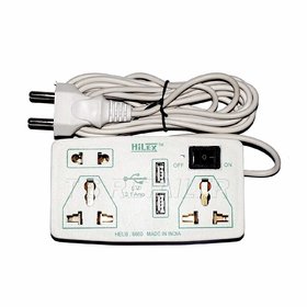 Hilex USB Extension Board / Cord / Power Strip - 6 AMP 3 Socket, Fast Charging 5v, 2.1 amp