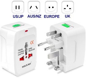 Mettle Universal Travel Plug Adaptor, All in One Worldwide Universal Wall Charger AC Power Plug for EU US UK AU White