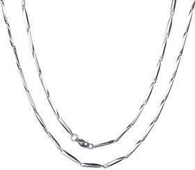 Platinum Plated Silver Chain for Men and Boys New Design Silver Chain for Men Fashion 2MM (20 inch)
