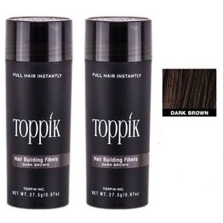 Toppikk Hair Building Fibers Hair Loss Concealer 27.5 gm Dark Brown  Color Pack of 2