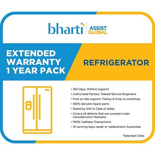 Bharti Assist Global Private Limited 1 Year Extended Warranty for Refrigerator between Rs. 1 to Rs. 15000