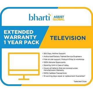 Bharti Assist 1 Year Extended Warranty for TV (Rs.1/- to Rs.18000/-)