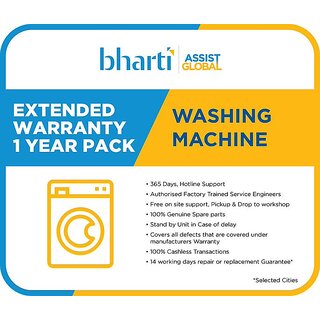                       Bharti Assist Global Private Limited 1 Year Extended Warranty for Washing Machine between Rs. 12001 to Rs. 20000                                              