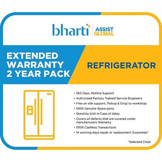 Bharti Assist Global Private Limited 2 Years Extended Warranty for Refrigerator between Rs. 20001 to Rs. 30000