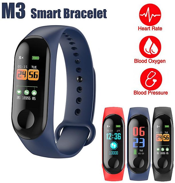 M3 Intelligence Bluetooth Smart WatchSmart BraceletHealth Fitness Band  Black Pack of 1